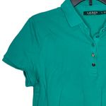 Ralph Lauren Lauren  Ribbed‎ Henley Slim Polo Shirt Green Short Sleeve Women XL Photo 2