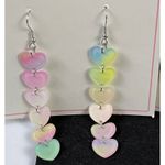 Colorful Pastel Heart Dangle Earrings & Disco Ball Earrings Set Women Cute Fun Pink Photo 2