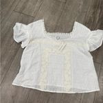 Francesca's FRANCESCA’S White Lace Trim Blouse Photo 3