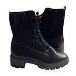 Top Moda  WO SIZE 10 MOTO CHUNKY HEEL BOOTS  LACEUP BLACK FAUX LEATHER CLEAN EUC Photo 0