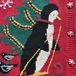 Tiara International Vtg  Large Penguin Christmas Sweater Vest Red Cottagecore Photo 2
