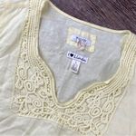 Anthropologie Malvin Shirt Women 10 Yellow 100% Linen Tunic 3/4 Sleeve Beachy Photo 1