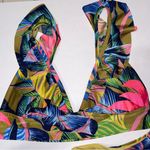 Aerie Two Piece Bikini Women L Ruffle Longline Bikini Top Cheeky Bottom Floral Photo 1
