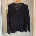 Northern Reflections  Women's L Navy Cotton Open Crochet Lace Cardigan Sweater Photo 3