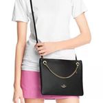 Coach Convertible Crossbody in Black Pebble Leather Chain Link Photo 0