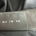 Akris Black Leather And Wool Pencil Half Pleated Skirt Photo 5