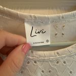 Olivia Rae  White Eyelet Knot Tee Crop Embroidered Medium Top Photo 1