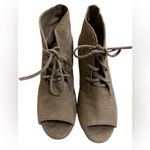 Maje  peep toe tan lace up suede heels Photo 2