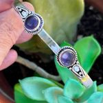 Handmade Natural Amethyst 925 Sterling Silver Adjustable Cuff Bangle Bracelet Photo 2