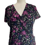 Sag Harbor Whimsygoth Dark Romantic Mesh Faux Wrap Short Sleeve Blouse Sz L Photo 0