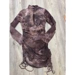 Akira  Tie Dye Ruched Mock Neck Keyhole Long Sleeve Mini Dress M Photo 1