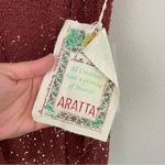 Aratta‎ Silent Journey Copper Hand Beaded Chiffon Cami Tank NWT Size Medium Brown Photo 4