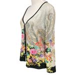 Viadeifili European Floral Paisley V Neck Long Sleeve Button Cardigan Size S NWT Pink Photo 2