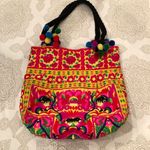 None Bright Embroidered tote bag w/pompoms Photo 0