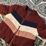 Bohme  Retro Maroon Chevron Puffer Jacket Photo 6
