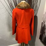 🌺VINTAGE MICHELLE WOOL BLEND RES TRENCH JACKET WITH FUR COLLAR🌺 Red Photo 2
