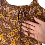 Urban Outfitters  Kamaryn Printed Mini Dress Brown Floral Boho 70s Sz Medium Photo 6