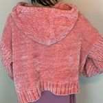 Aeropostale Salmon Pink Chenile Cropped Hooded Sweater sz large Photo 1