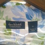 Gloria Vanderbilt  1X Blue Green All Over Floral Swiss Dot Cotton Aloha Top Plus Photo 6