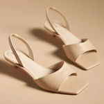 Maeve Anthropologie  Square Toe Slingback Kitten heels nude 10 NEW Photo 0