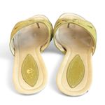 Cole Haan 90's VINTAGE  GREEN‎ LEATHER KITTEN SANDALS HEELS SLIDES SZ. 7. Photo 4