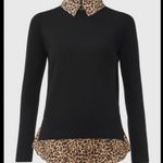 MARBLE Black and Leopard Print Zippered Top Photo 6