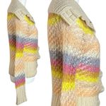 Free People Vintage Retro 70s Open Knit Pastel Rainbow Cardigan Size Small Photo 2