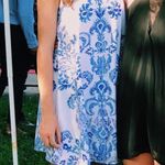 Fleur Bleve Boutique Blue And White Sleeveless Shift Dress Photo 0