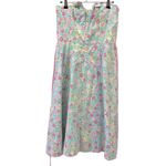 Lilly Pulitzer  Strapless Wave Blue Floral Butterfly Tiger Scalloped Trim Dress 6 Photo 10