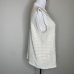 Vintage Open Front Sweater Vest Cream Beige Grid Pattern Sz Medium? Tan Photo 3