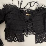 For Love & Lemons Anabelle Eyelet Crop Top Women's XS in Black Photo 5