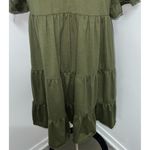 SheIn Dress Women Medium Army Green Short Sleeve Babydoll Tiered Pullover Cotton Photo 2