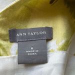 Ann Taylor  Olive Lime Green Abstract Pattern V-neck Midi Dress Small 6 Photo 7