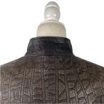 VTG Comint Leather Jacket with croc details and shoulder pads Size Large Brown Photo 9