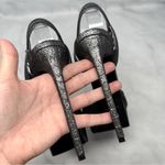 Saint Laurent Tribute Metallic Croc Leather Platform Sandal Heels Gunmetal 39 Photo 6