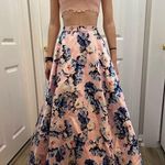 Ellie Wilde Two Piece Light Pink Floral Prom Formal Dress Size 0 Photo 1