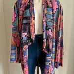 Vintage Casual Corner Abstract Drape Jacket M Boho 90s Art Print Viscose Pink Size M Photo 0