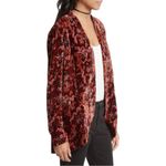 Free People  Crinkle Velvet Jacket Maroon Floral Open Front Boho Blazer Small Photo 2
