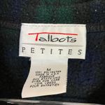 Talbots  | Petites Vintage Navy Green Plaid Fleece Jacket Mother of Pearl MP Photo 3