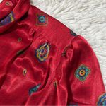 Talbots VINTAGE  Belted Scarf Dress Red Long Sleeves Bohemian Paisley sz 4 Petite Photo 7