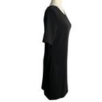 Mario Serrani  Ribbed Knit Sheath Dress M Black Short Sleeves Knee Length Stretch Photo 4