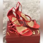 Red satin & glitter strappy lace up high heel shoes prom special occasion size 9 Photo 10
