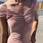 BCBGMAXAZRIA BCBG Ruched Cap Sleeve Dusty Rose Off Shoulder Stretch Shirt USA made Top S Photo 1