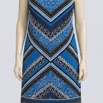 JM Collection  Blue and Black Geometric Midi Dress Photo 0
