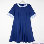 Unique Vintage  Gwynnie Bee‎ Gingham Collar Navy Fit-And-Flare Dress, 0X Photo 4