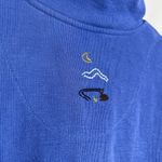 Breckenridge womens quarter zip Pullover Blue Embroidered Preppy Cottage VTG L 90s Nature Photo 5