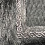 MAG by Magaschoni Black Fox Fur Trimmed Wool Sweater Vest Embroidered Size XS Photo 5