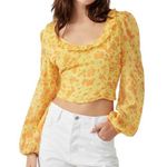 Free People Womens M Another Life Print Crop Top in Honey Combo NEW Photo 0