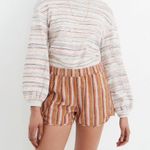 Madewell Linen Blend Printed Pull-On Shorts Rainbow Stripe Photo 7