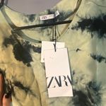 ZARA  Navy Blue Tie Dye The Batik Top Short Sleeve lightweight Blouse Women Sz M Photo 7
